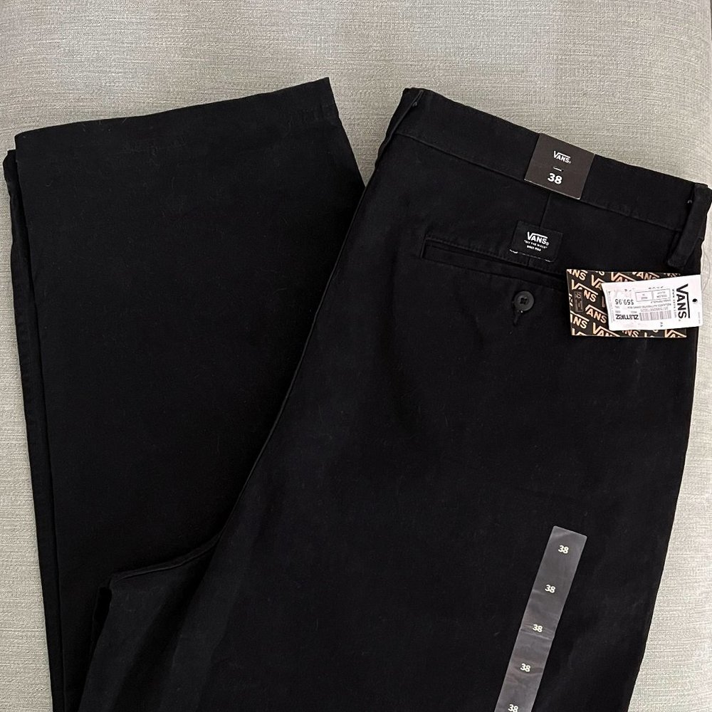 NEW! VANS VN0A7RPABLK Relaxed Authentic Black Trousers Womens Size 38 Ne…